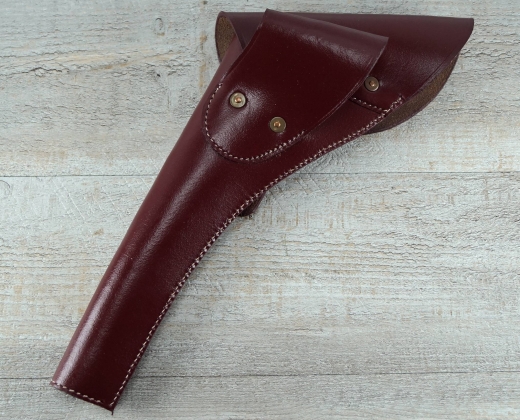 Holster rechte Hand bordeaux, Material: Leder, Verschluknopf Messing