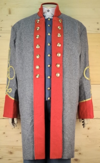 CS Frock Coat Captain hellgrau/rot, 2 reihig, 14 CSA Knpfe, 100% Wolle, Futter 100% Baumwolle