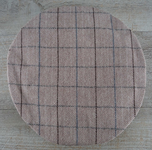 Forage Cap beige kariert, auen 100% Wolle, Futter 100% Baumwolle, Schirm + Schweiband 100% Leder