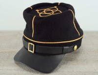 Kepi schwarz Lieutenant mit Lederschirm