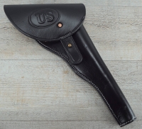 US Holster 1860 rechte Hand schwarz frhes Modell - US gestempelt, Material: Leder, Verschluknopf Messing